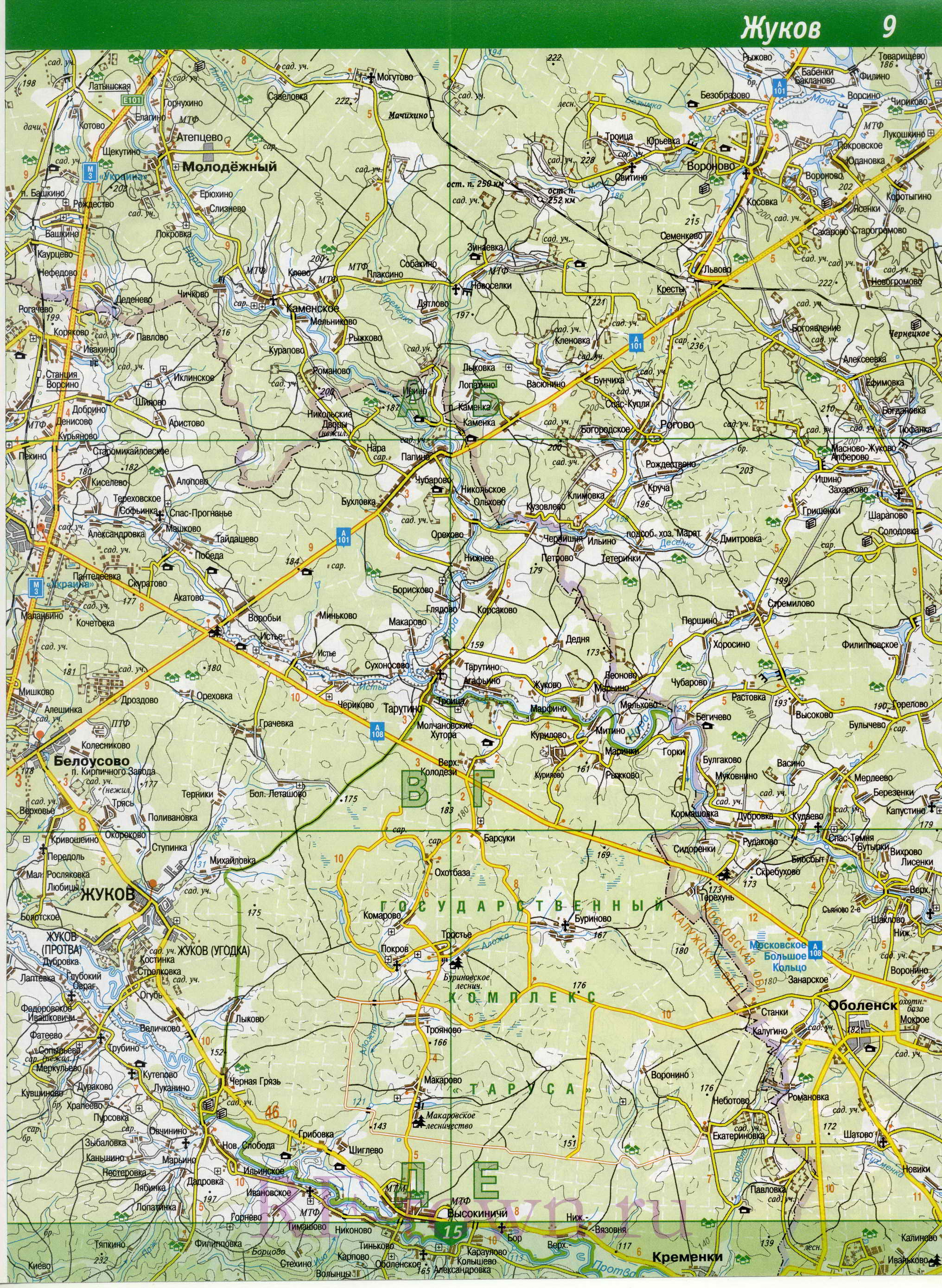 Карта Боровского района Калужской области. Подробная карта - Боровский район, B0 - 