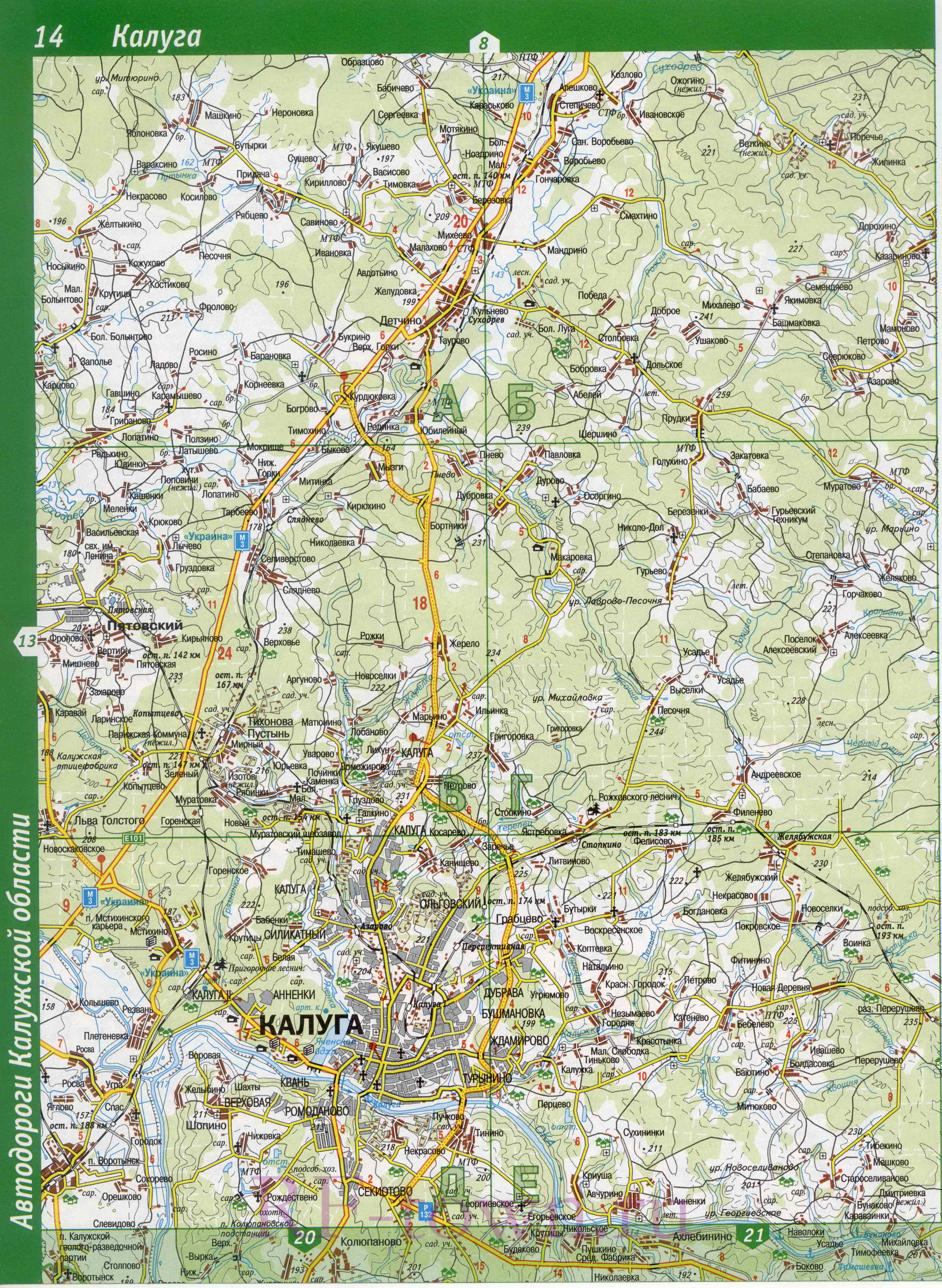 Карта Дзержинского района Калужской области. Подробная карта - Дзержинский район, B0 - 