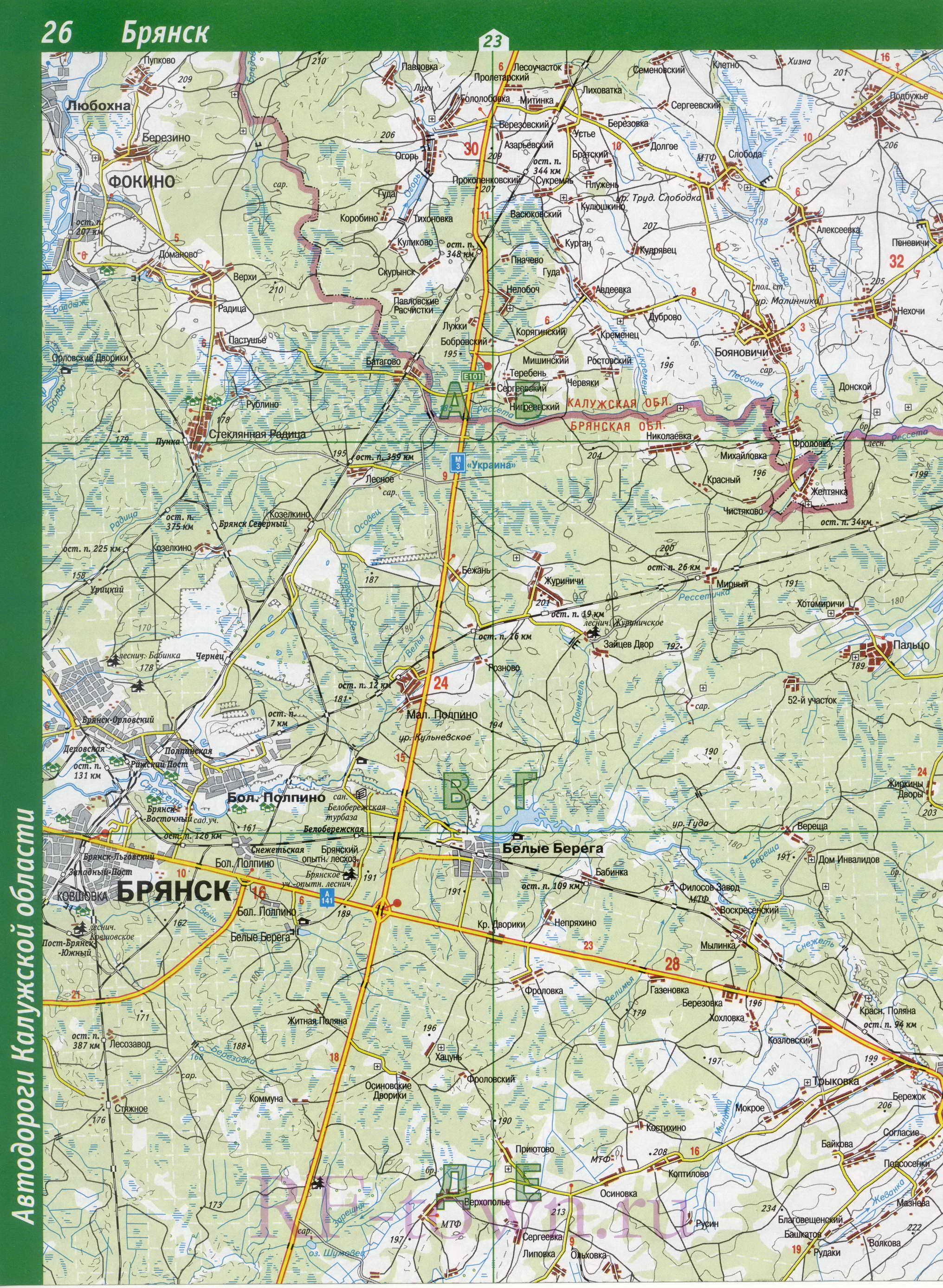 Карта Хвастовичского района Калужской области. Подробная карта - Хвастовичский район, A0 - 