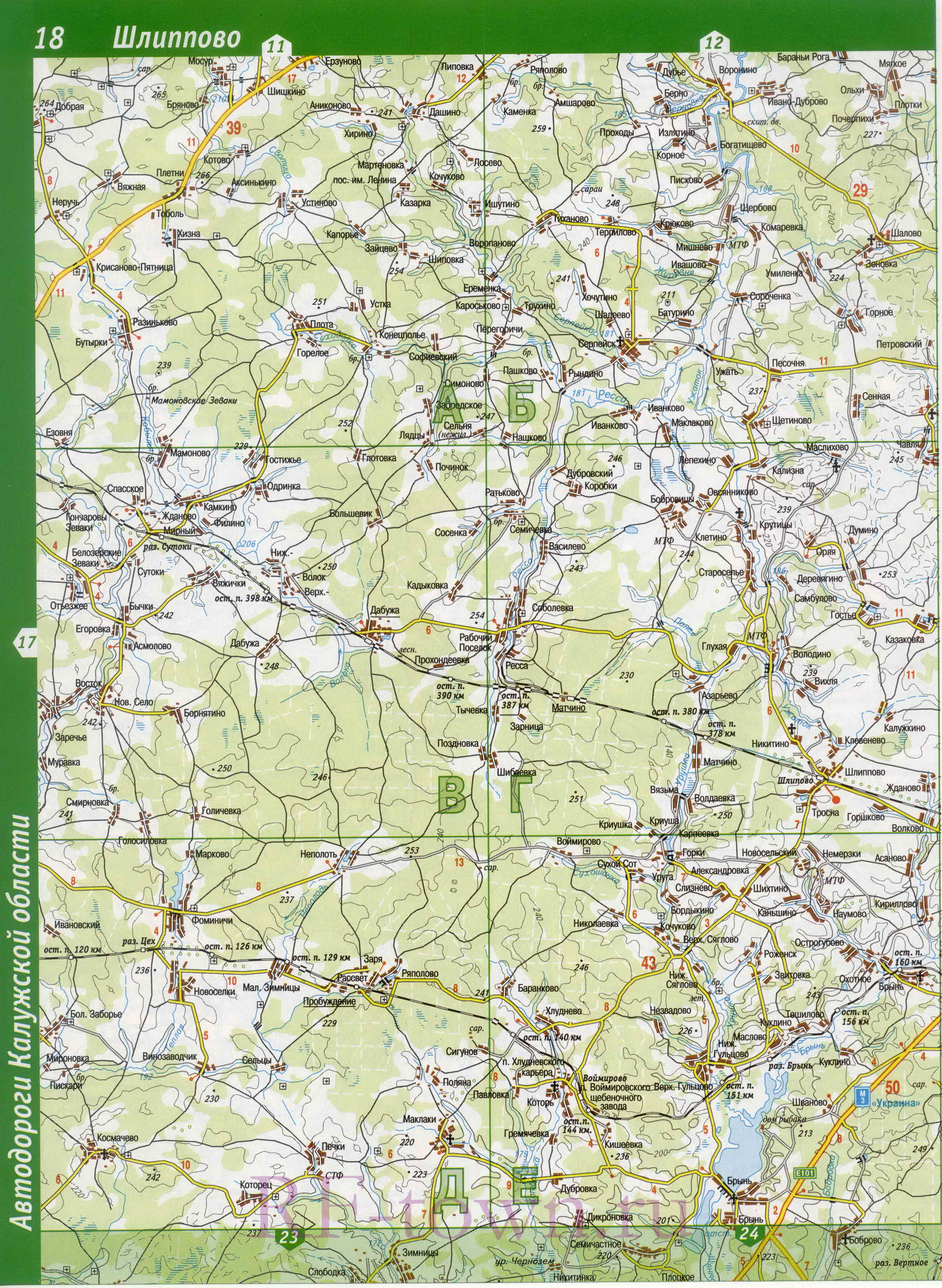 Карта Сухиничского района Калужской области. Подробная карта - Сухиничский район, A0 - 