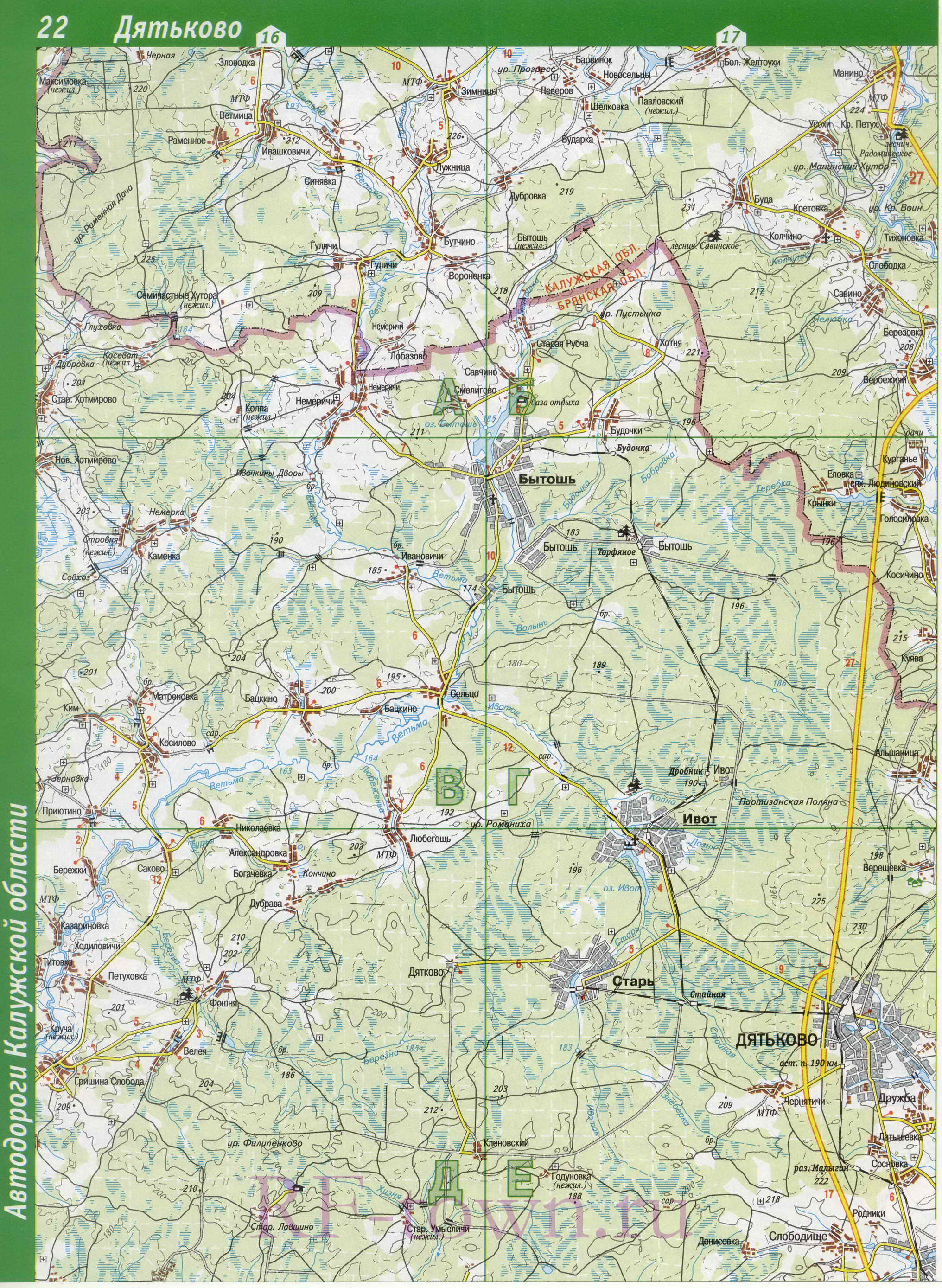Карта Жиздринского района Калужской области. Подробная карта - Жиздринский район, A0 - 